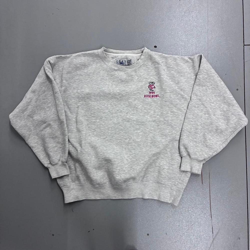 Vintage 1999 Wisconsin Badgers Rose Bowl Sweatshirt Gear for Sports Mens XL Grey